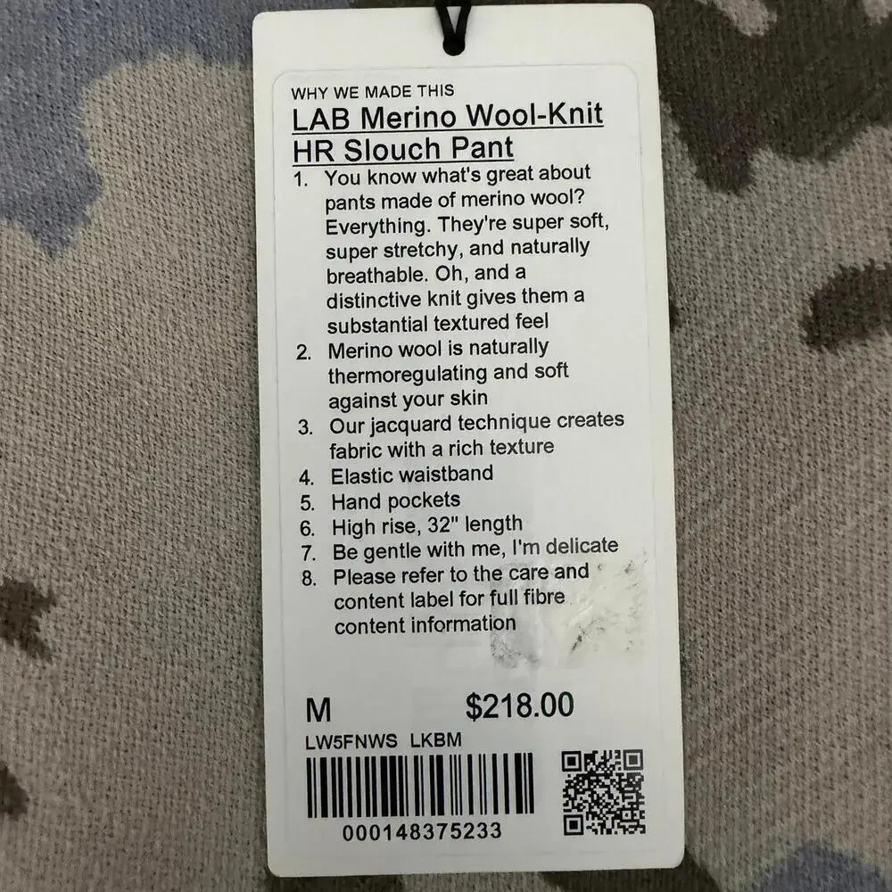 NWT LULULEMON LAB *Rare Merino Wool Knit High Rise Slouch Pant in Multi Size M - Picture 6 of 9